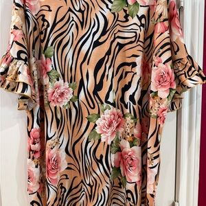 Floral Zebra Print Women's Top